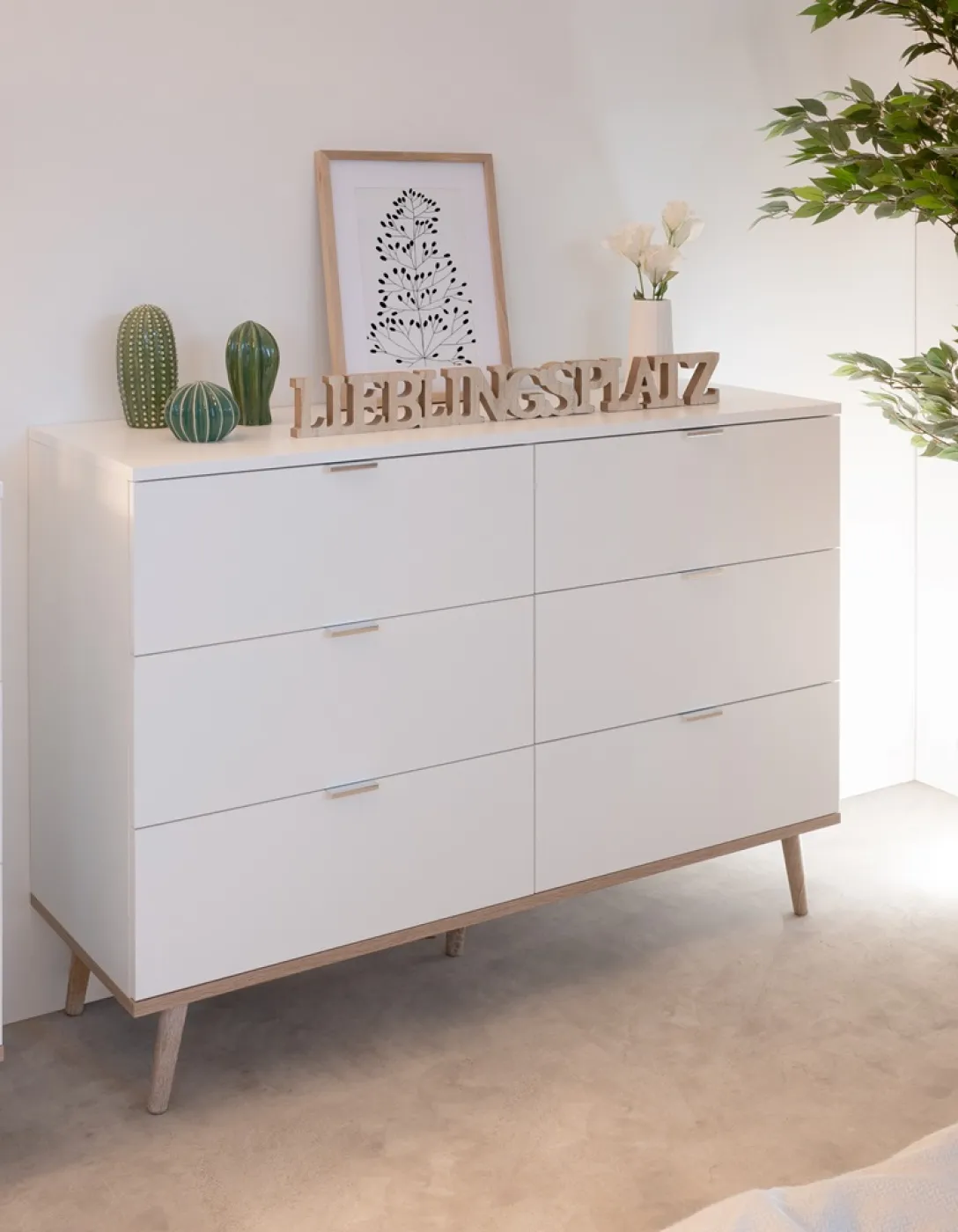 Kommode 2 Oslo | Skandinavisch | weiß / Sonoma Eiche