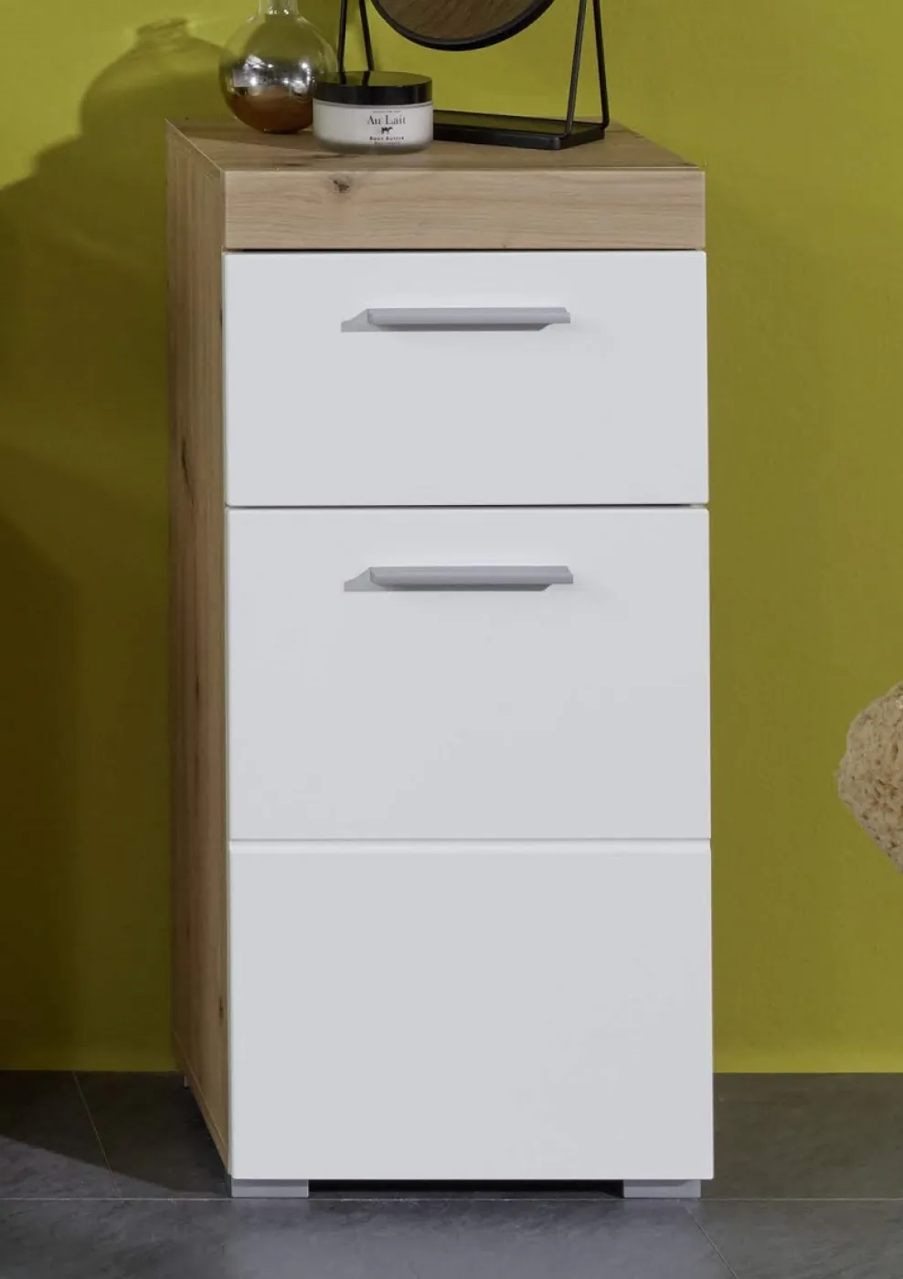 Kommode Amanda | weiß Hochglanz / Eiche Asteiche