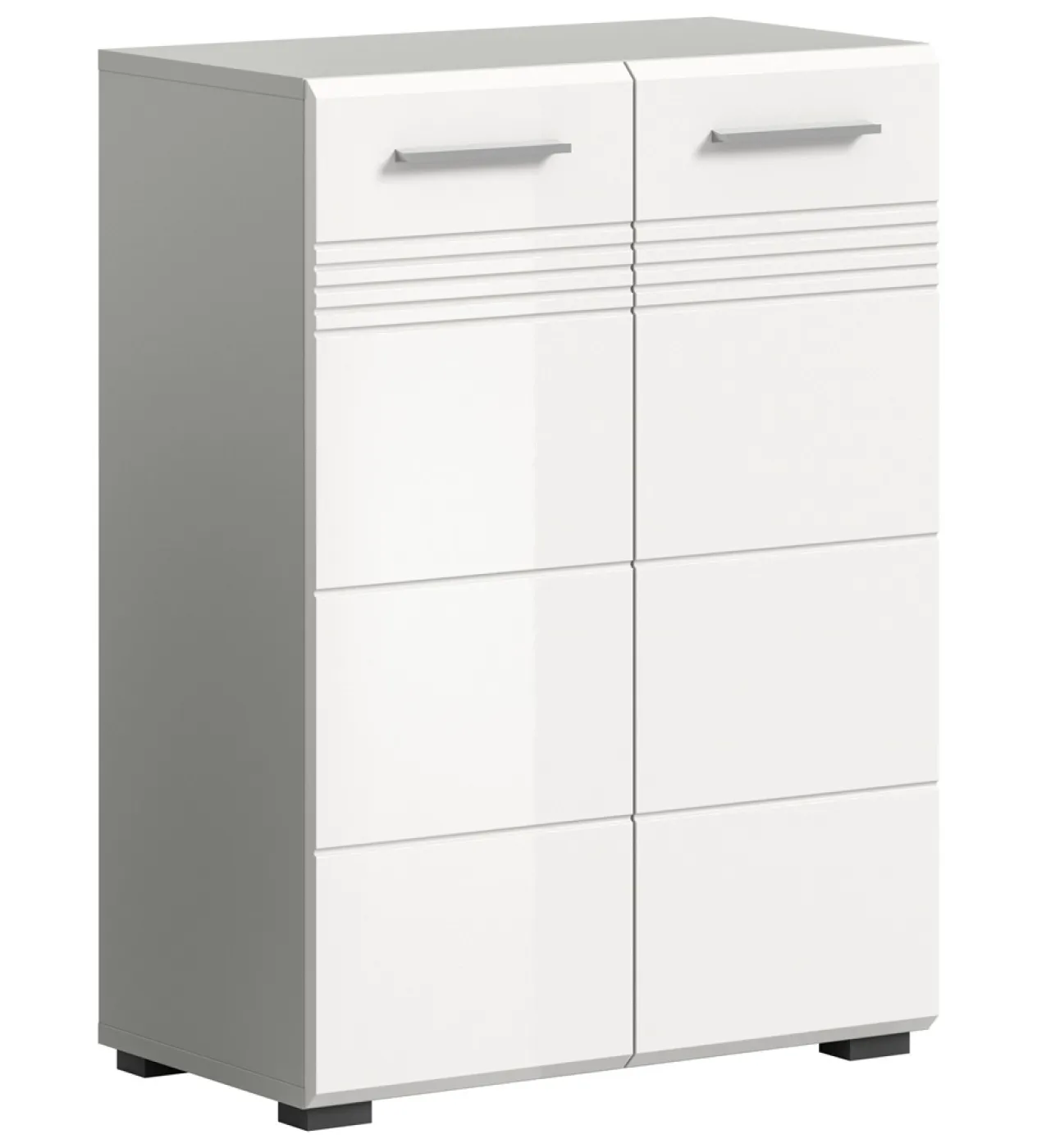 Kommode Badschrank Copa | hellgrau / weiß Hochglanz