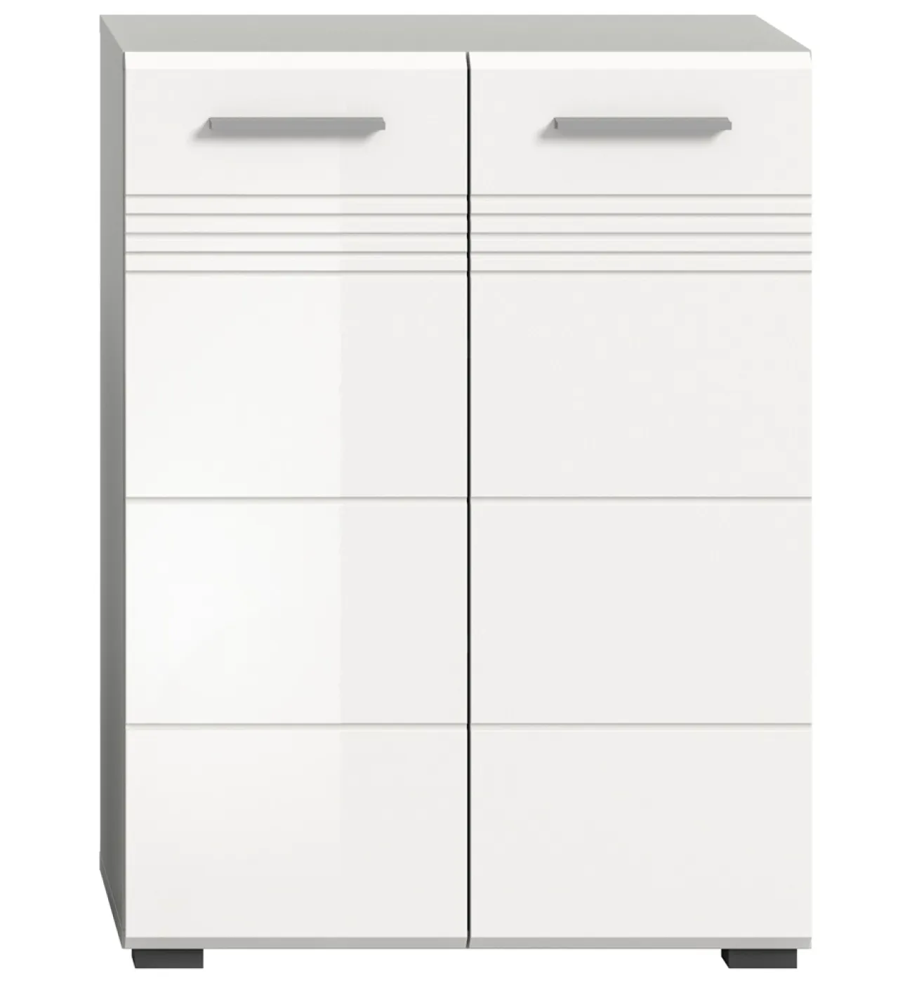 Kommode Badschrank Copa | hellgrau / weiß Hochglanz