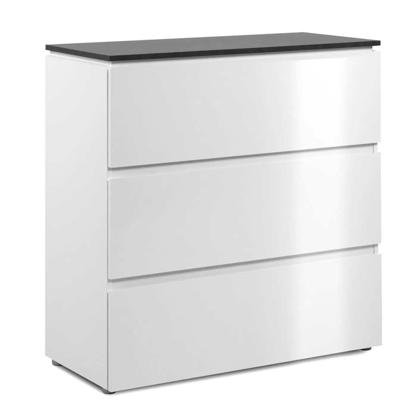 Kommode Brest mit Schubkästen | Matera / Weiß Hochglanz | 88,5 cm x 92 cm x 40 cm