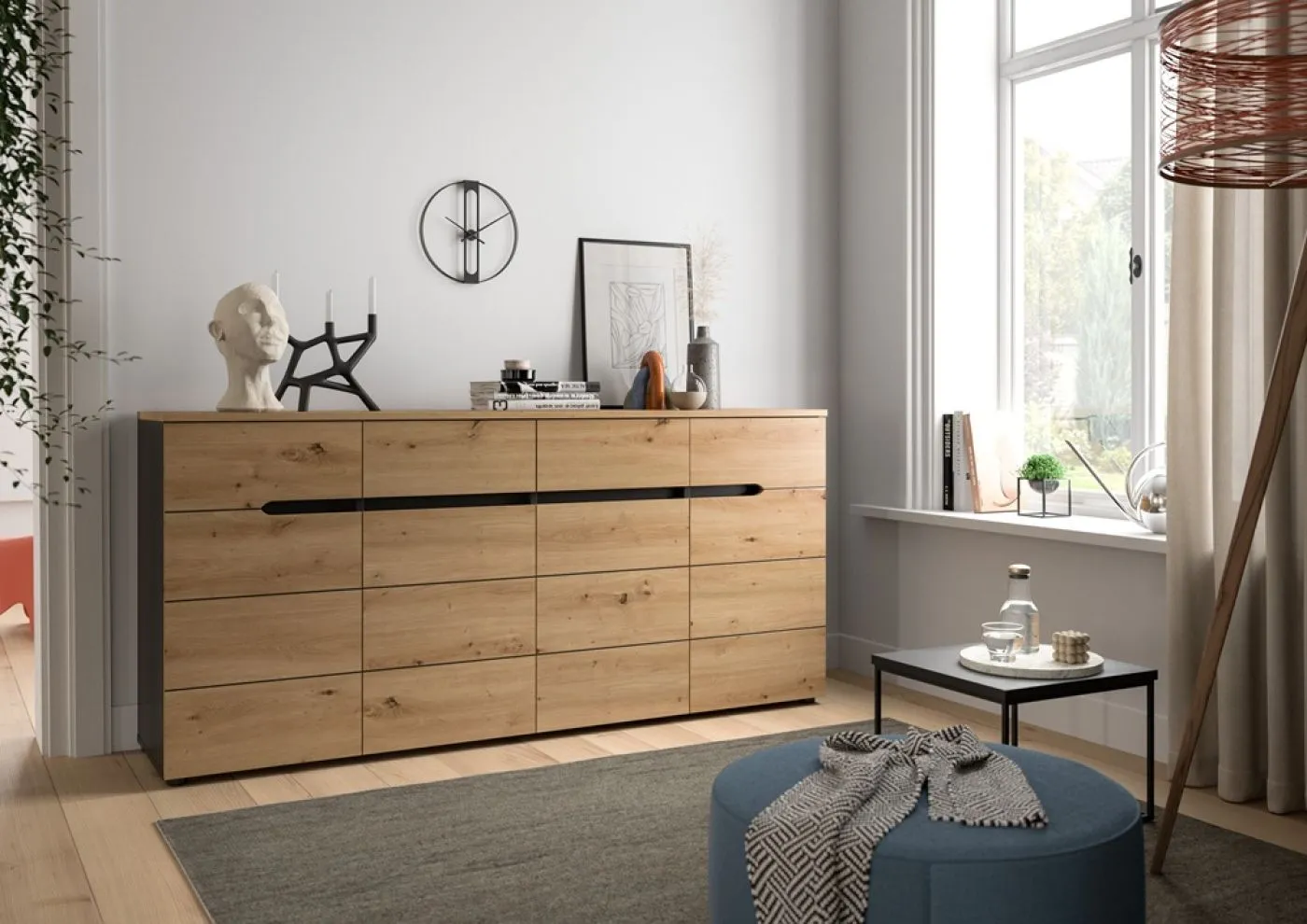 Kommode Canu 1 | Basalt grau / Artisan Eiche