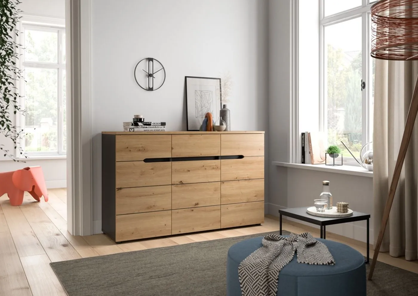 Kommode Canu | Basalt grau / Artisan Eiche