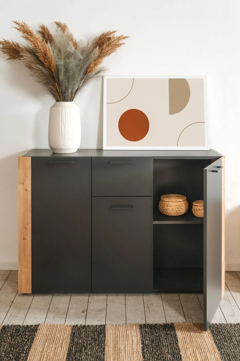 Kommode Cento | mit Schubkasten | anthrazit / Artisan Eiche