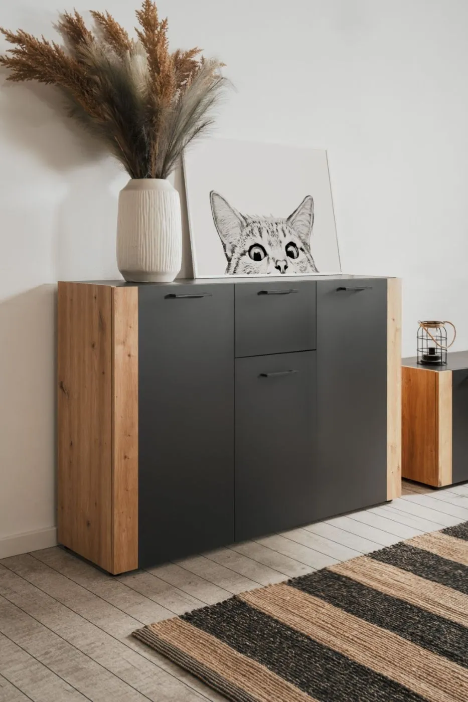 Kommode Cento | mit Schubkasten | anthrazit / Artisan Eiche