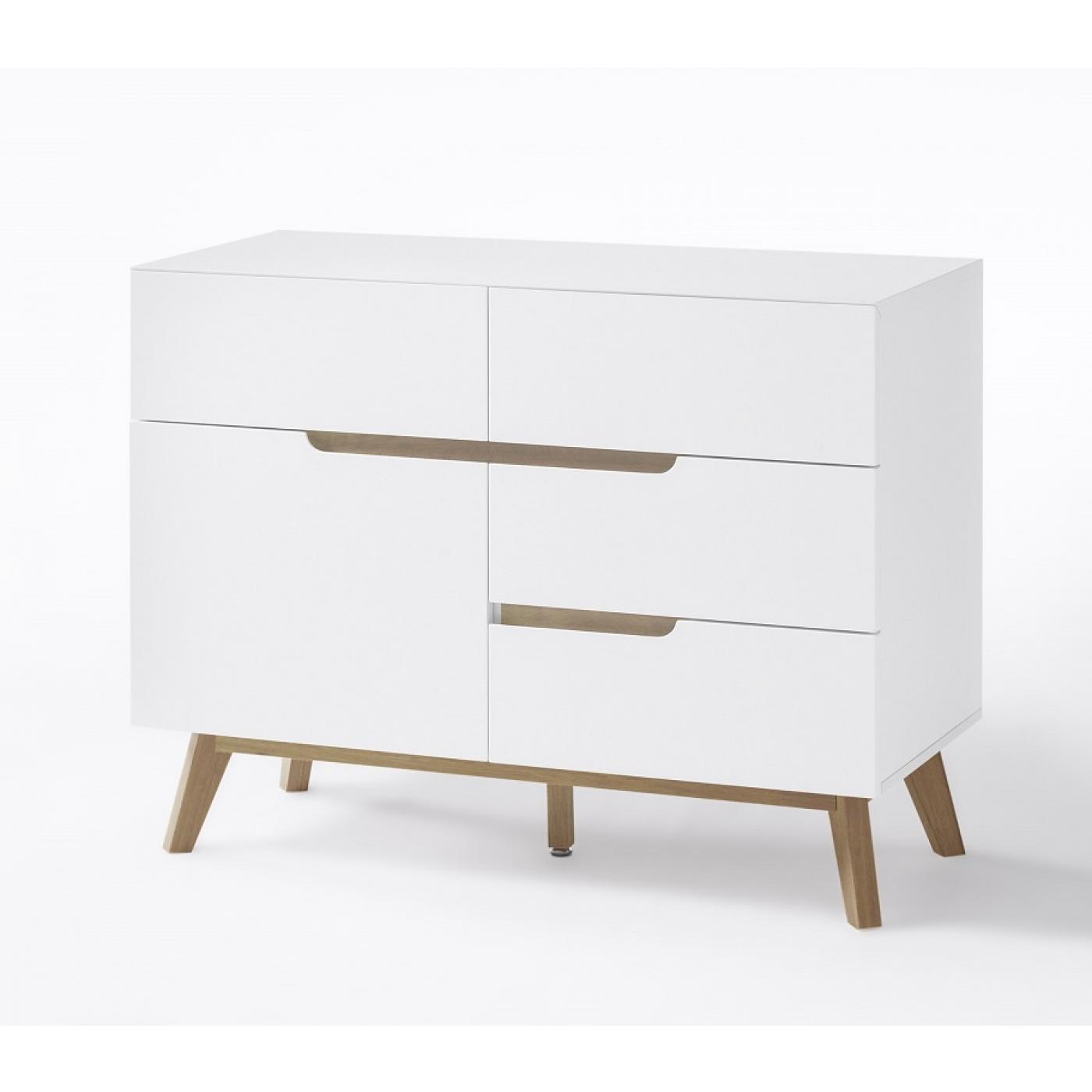 Kommode Cervo | weiß matt / Asteiche massiv