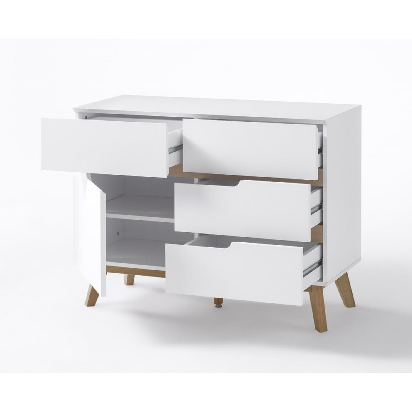 Kommode Cervo | weiß matt / Asteiche massiv