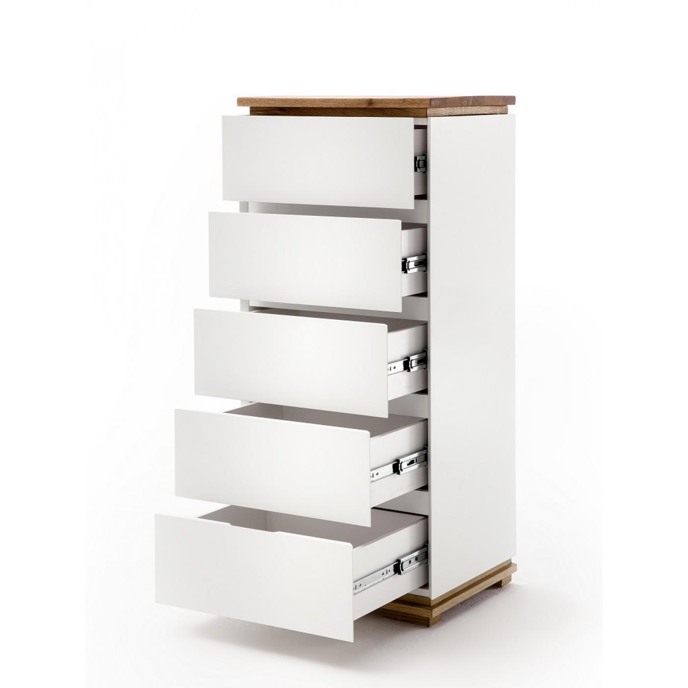 Kommode Chiaro | weiß matt / Asteiche massiv