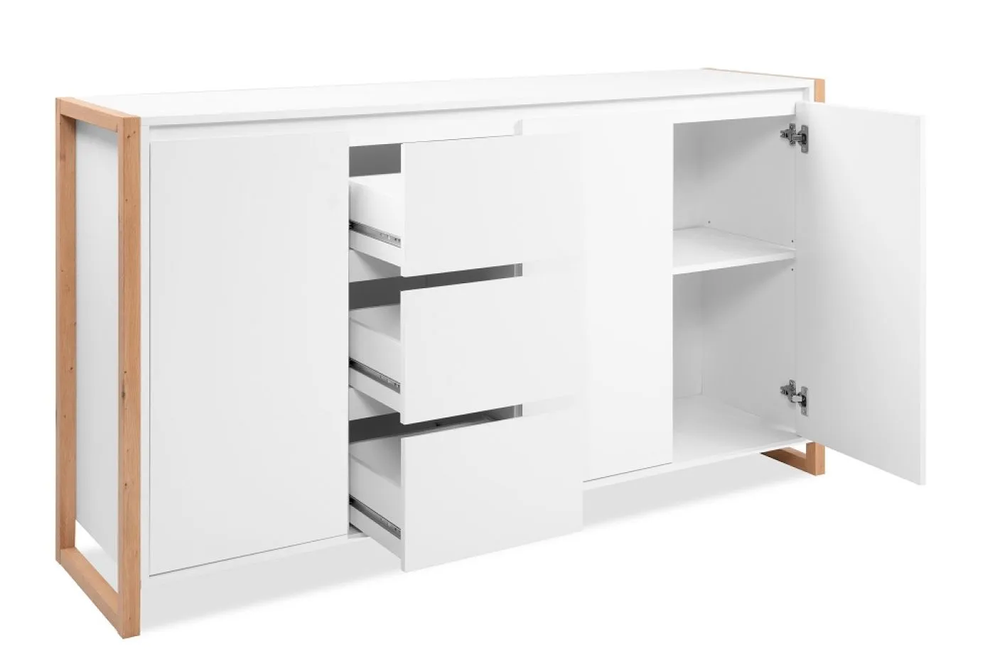 Kommode Denver (L) | mit Schubkästen | weiß / Artisan Eiche