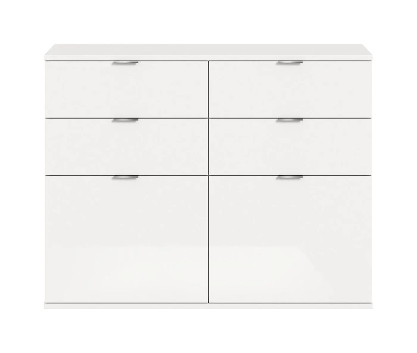 Kommode groß Projekt X | weiß / weiß Hochglanz