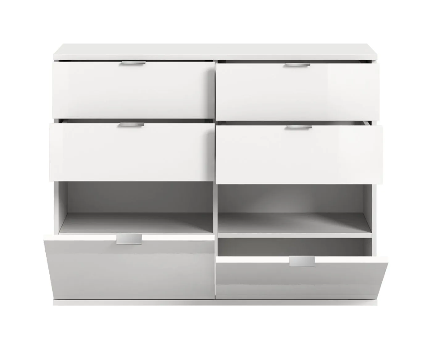 Kommode groß Projekt X | weiß / weiß Hochglanz