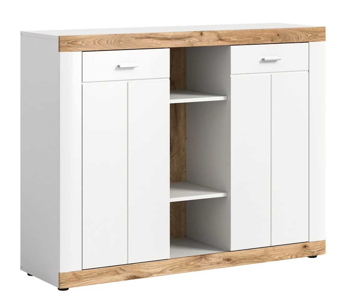 Kommode Laredo 2 | weiß / Nox Oak mit Beleuchtung