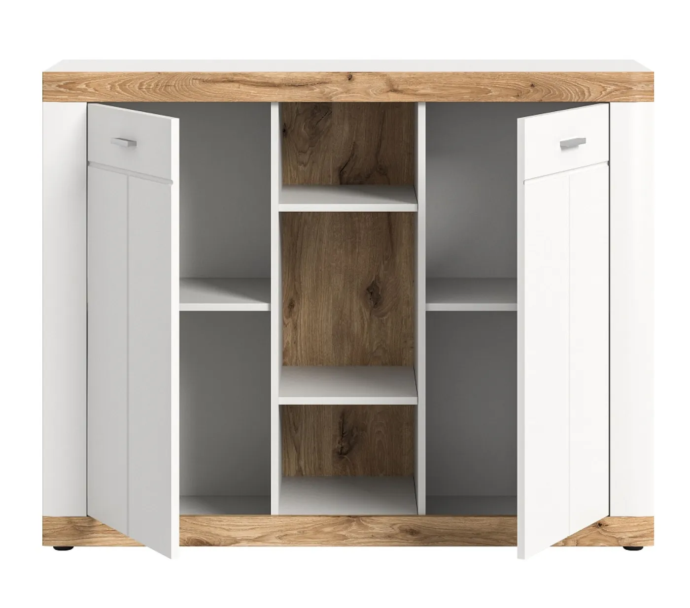 Kommode Laredo 2 | weiß / Nox Oak ohne Beleuchtung