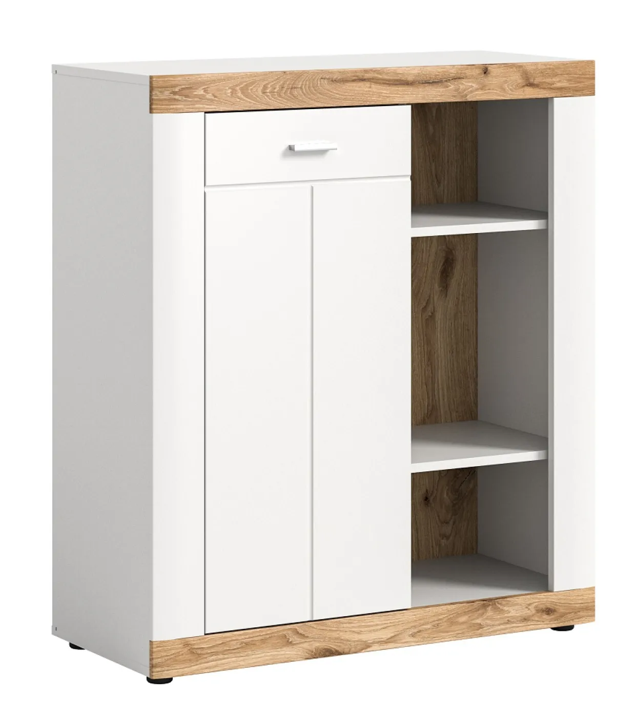 Kommode Laredo | weiß / Nox Oak ohne Beleuchtung