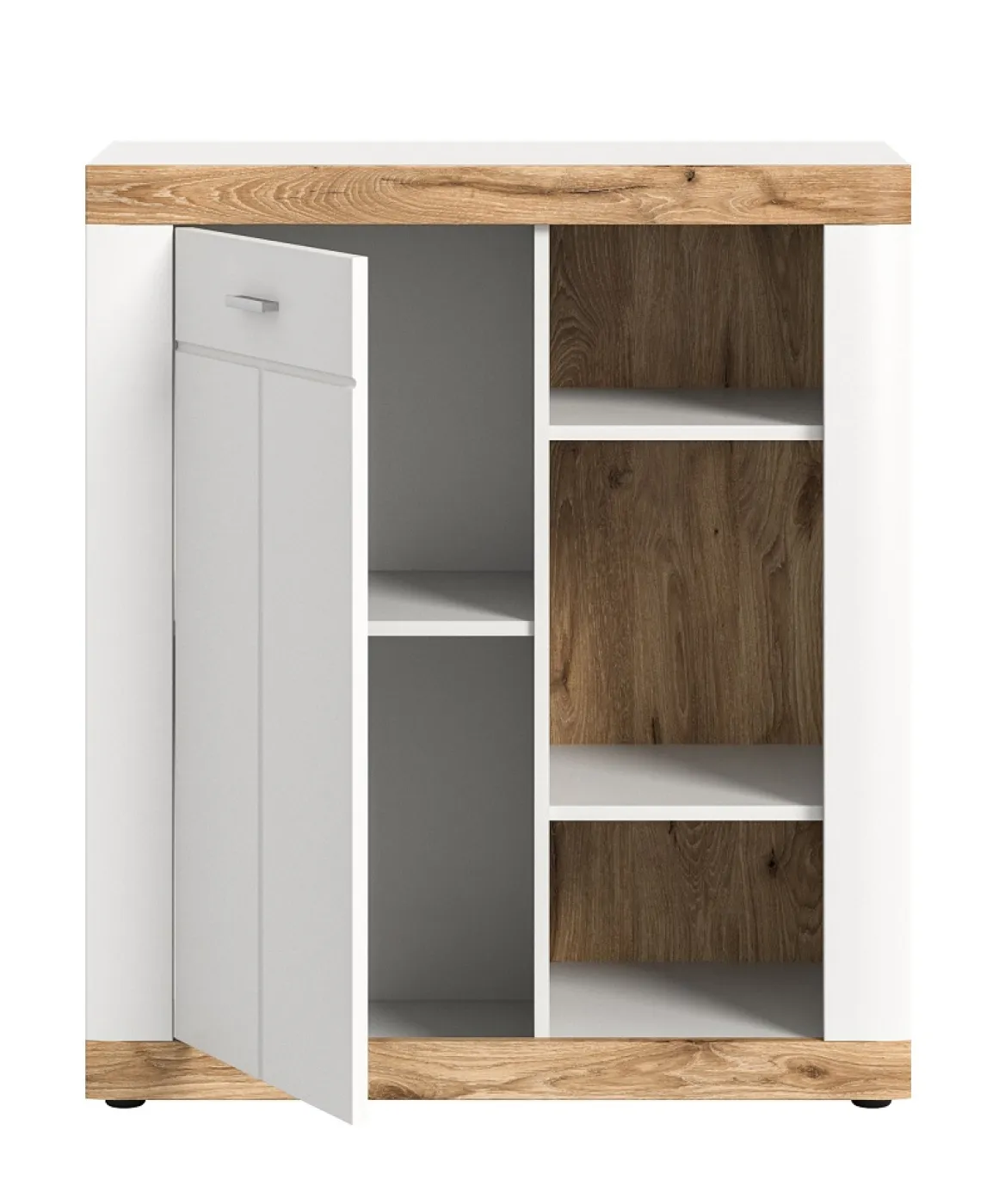 Kommode Laredo | weiß / Nox Oak ohne Beleuchtung