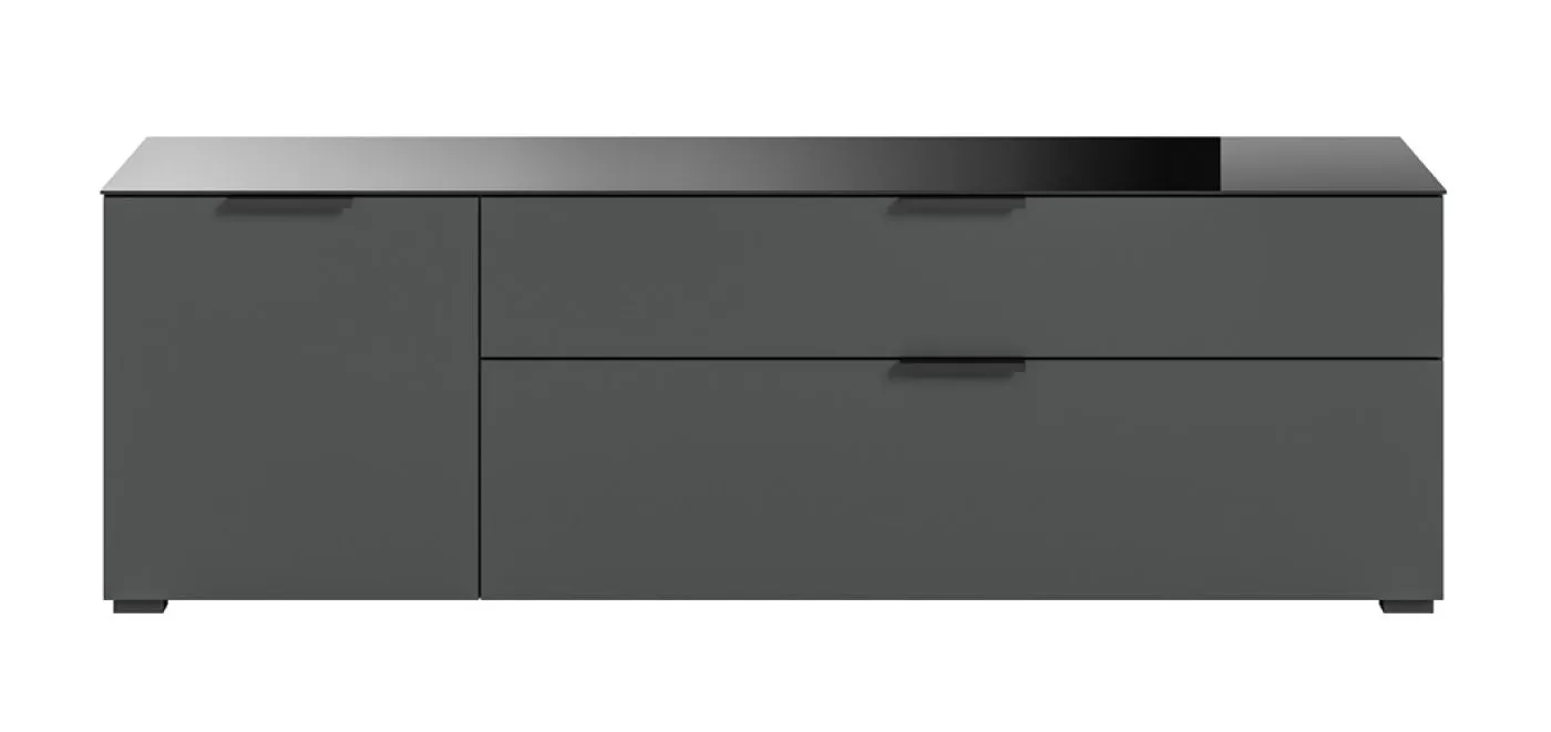 Kommode Lowboard Ray | mit Schubkästen & Glasabsetzung | anthrazit