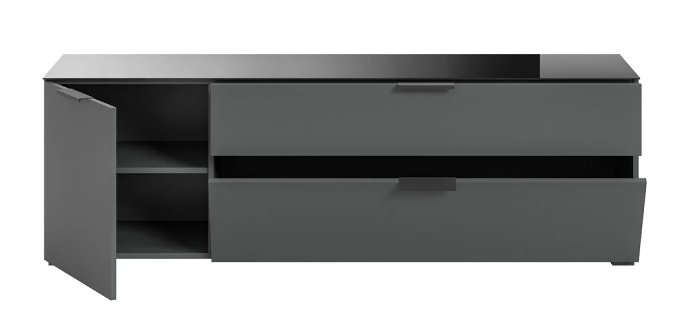 Kommode Lowboard Ray | mit Schubkästen & Glasabsetzung | anthrazit