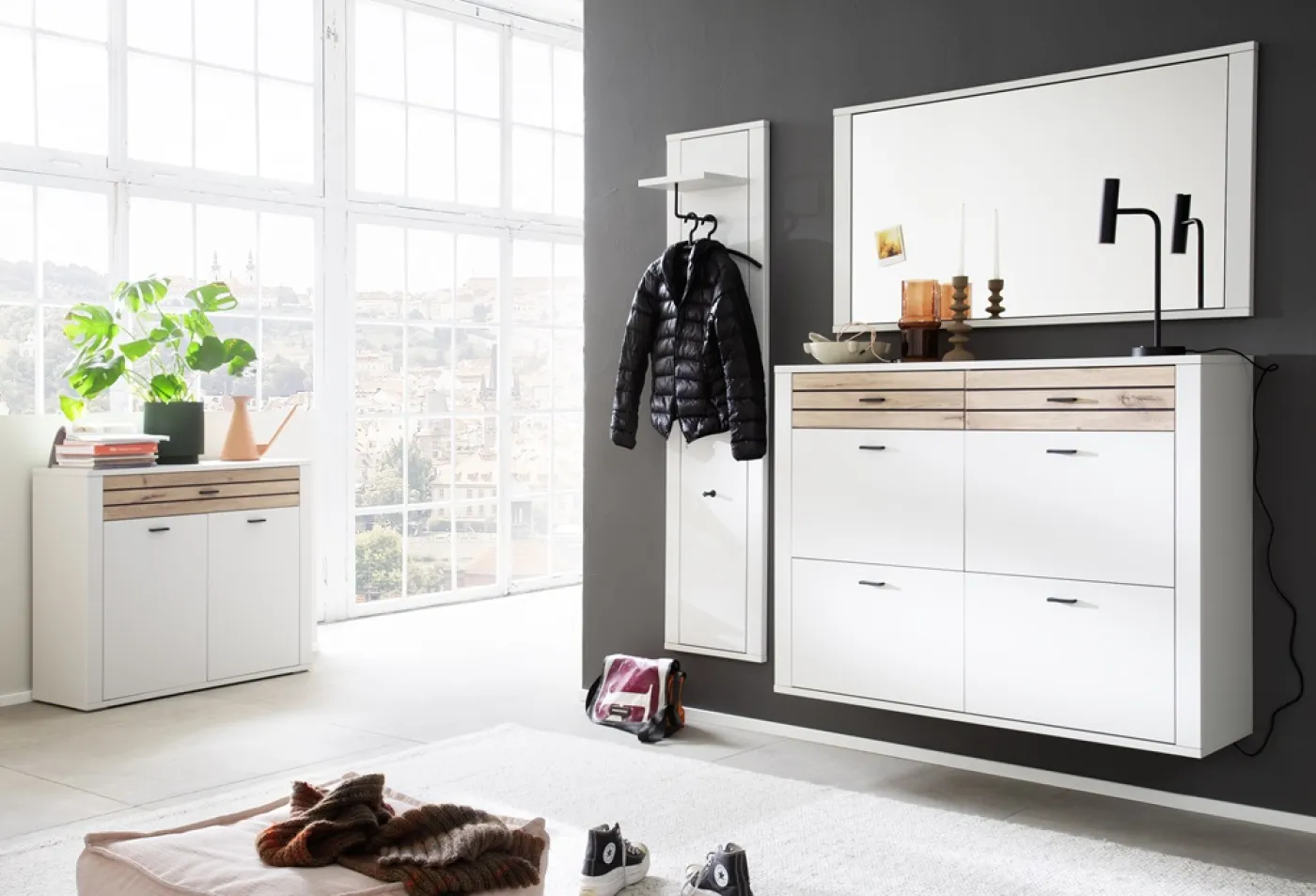 Kommode Mantena | Modern white / Viking Oak