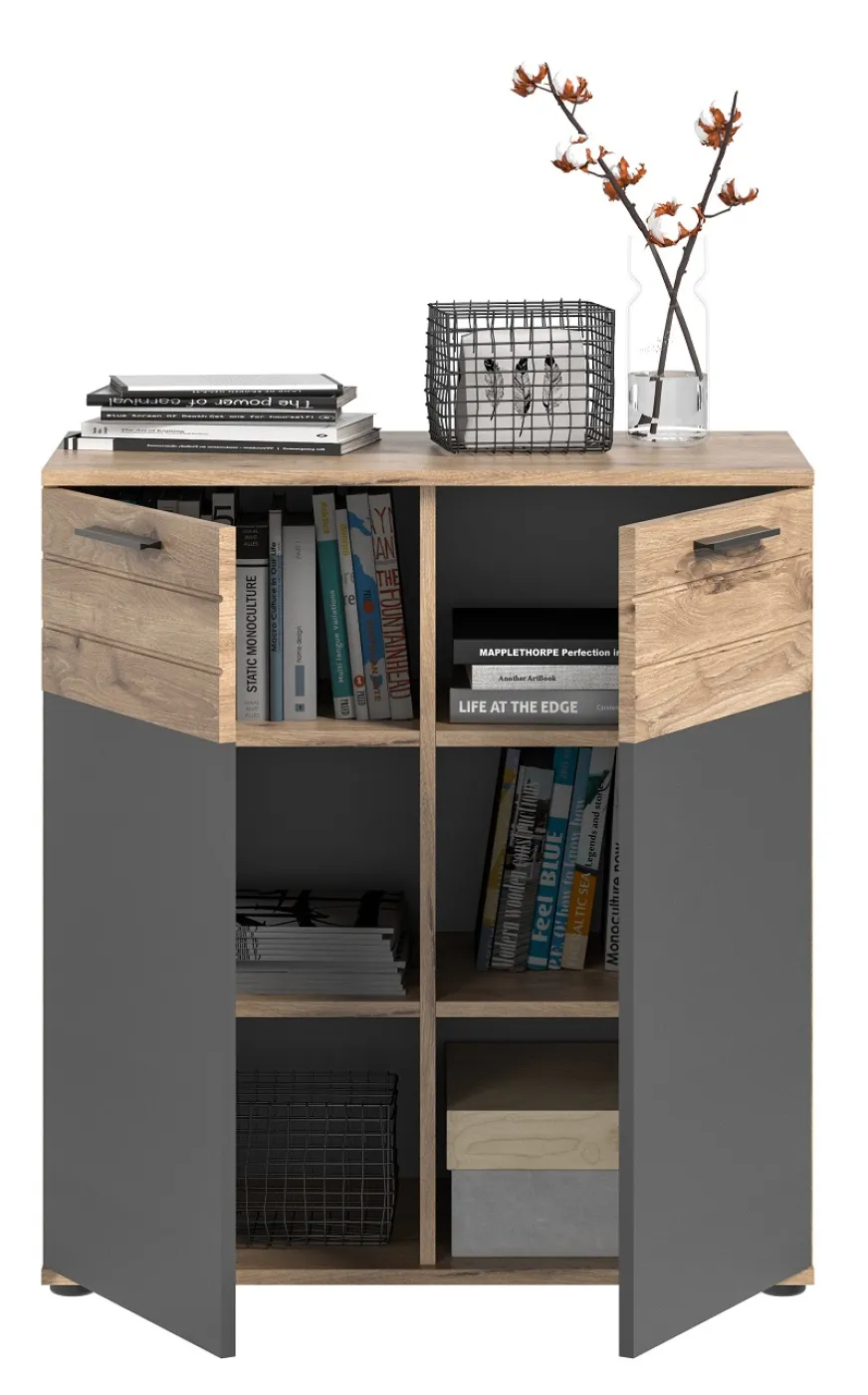 Kommode Mason | Nox Oak / Basalt Grau