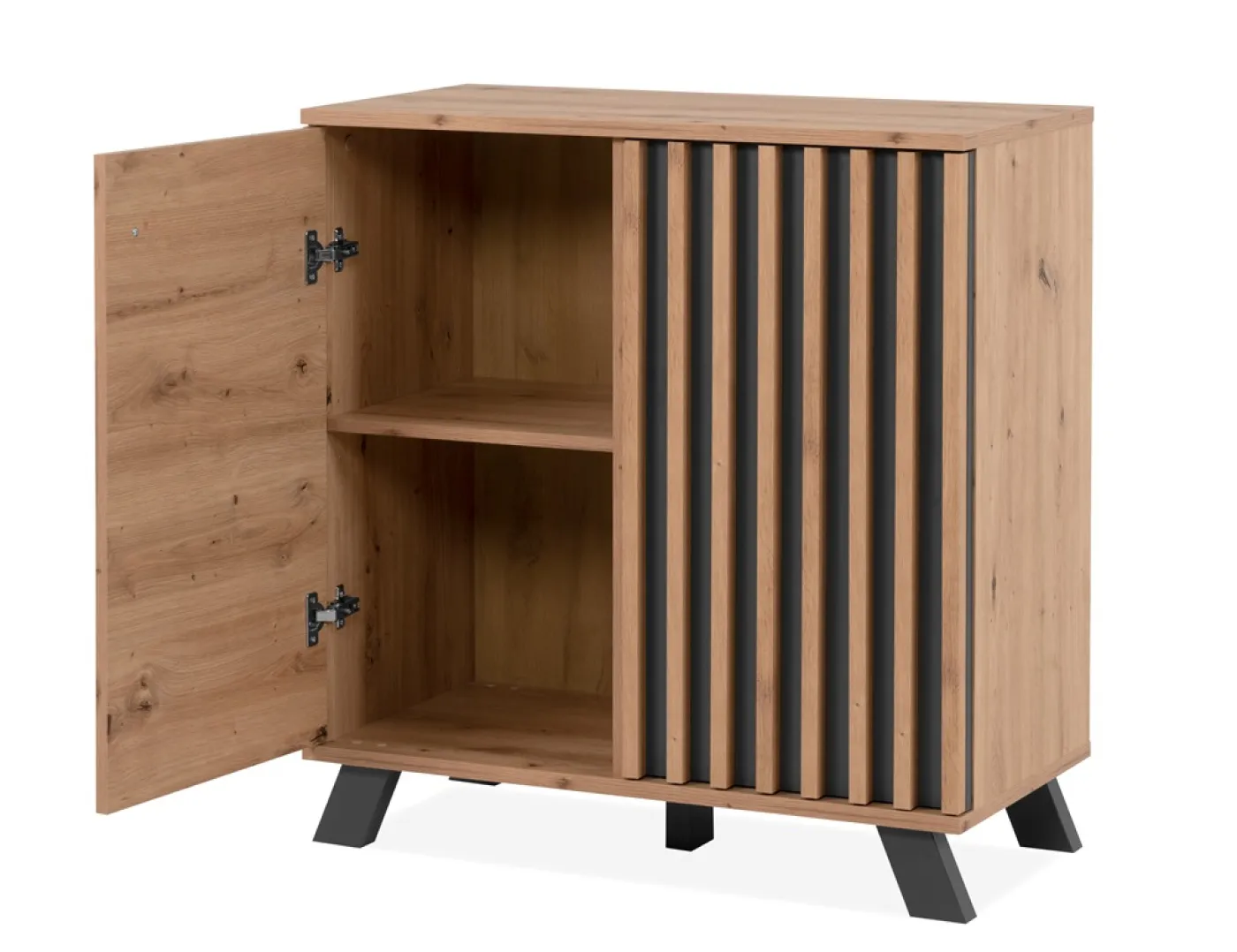 Kommode Medan | mit 3D-Lamellen | Artisan Eiche / anthrazit