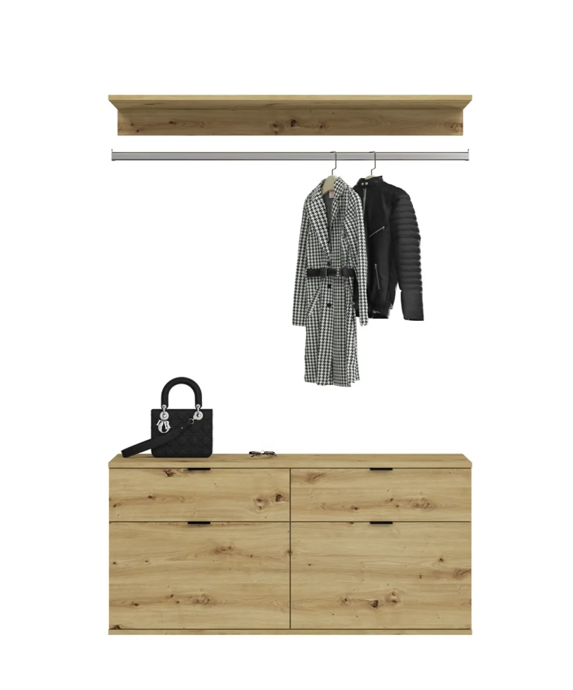 Kommode mit Garderobenstange Projekt X breit | Artisan Eiche