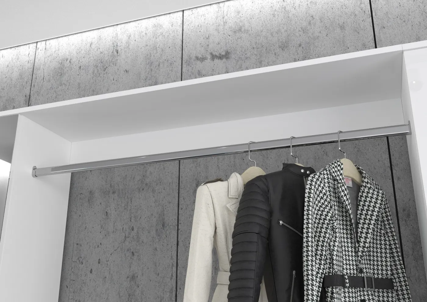 Kommode mit Garderobenstange Projekt X breit | weiß Hochglanz