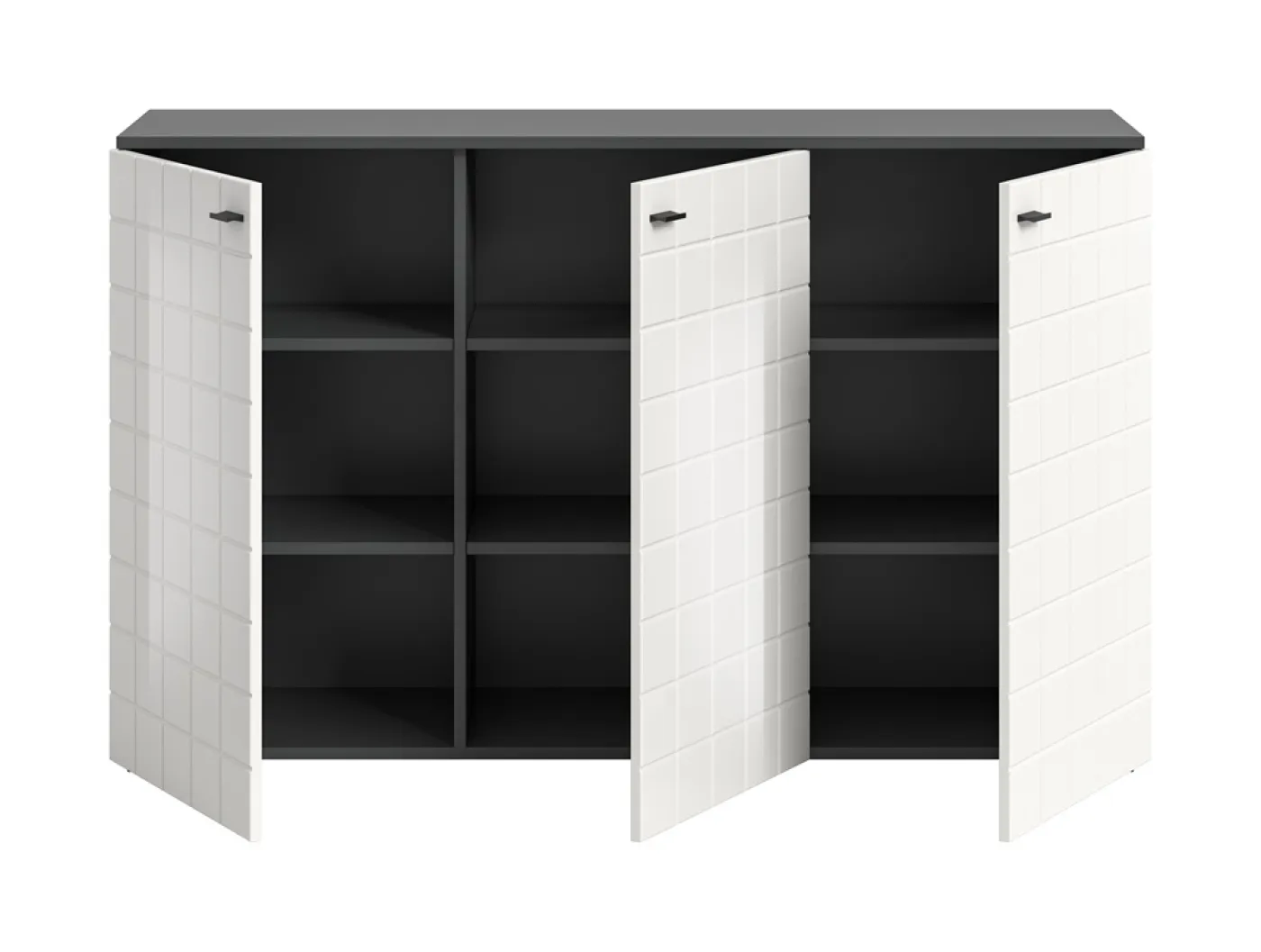 Kommode Monte | 3 türig | weiß Hochglanz / anthrazit