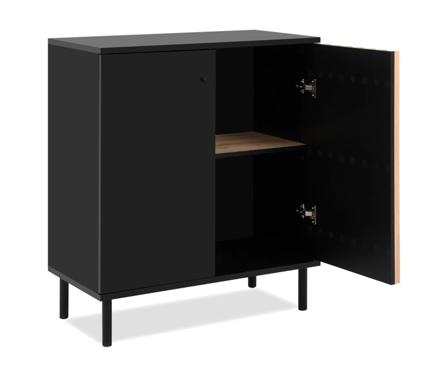 Kommode Monza | mit 3D-Lamellen | Artisan Oak / schwarz