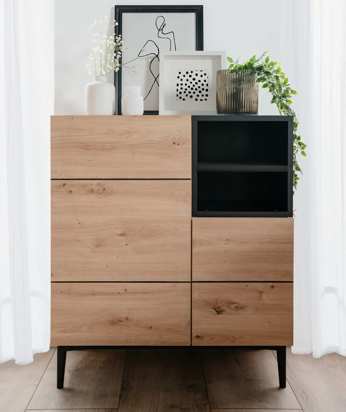 Kommode Nola | Artisan Oak / schwarz