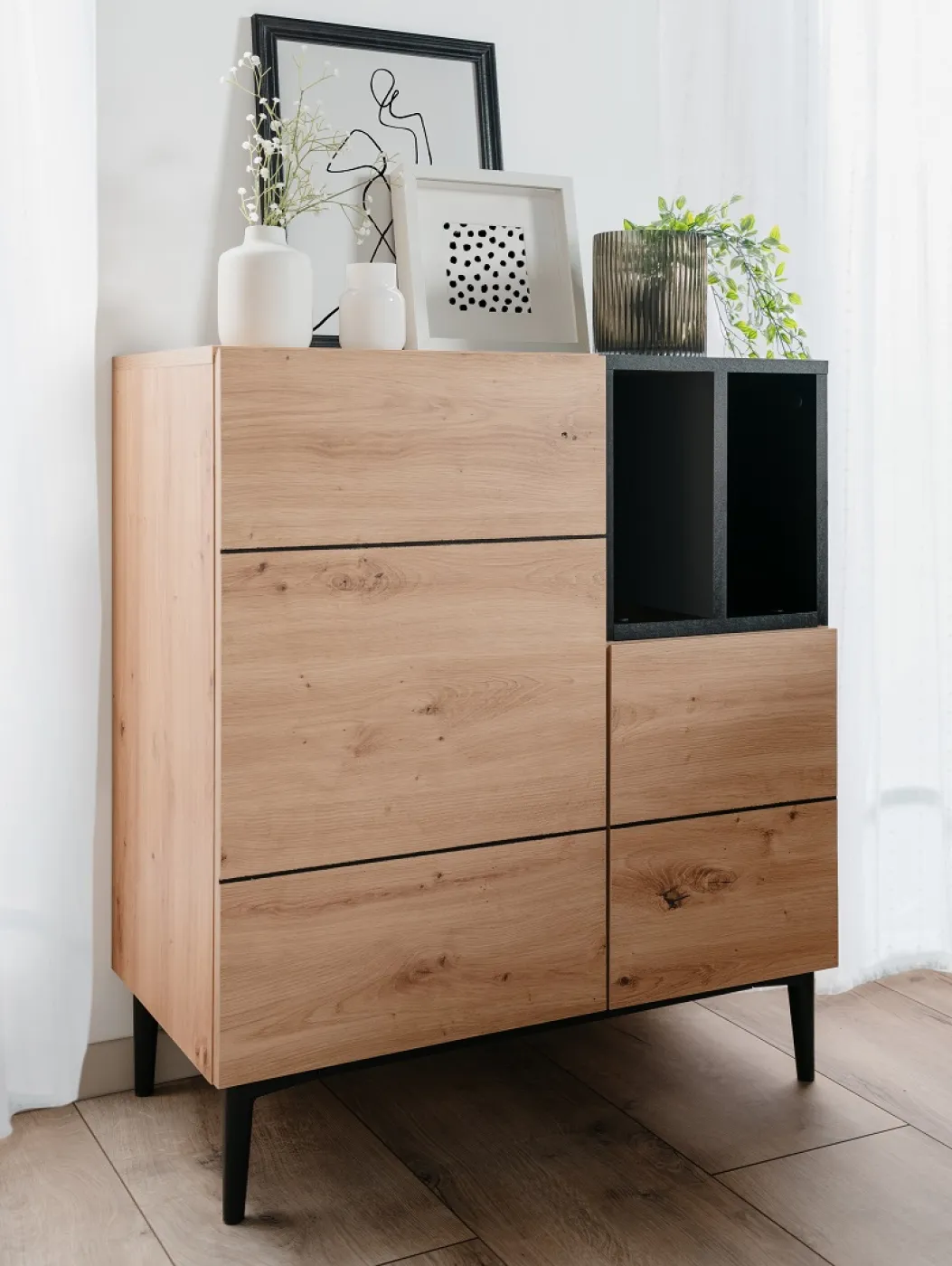 Kommode Nola | Artisan Oak / schwarz