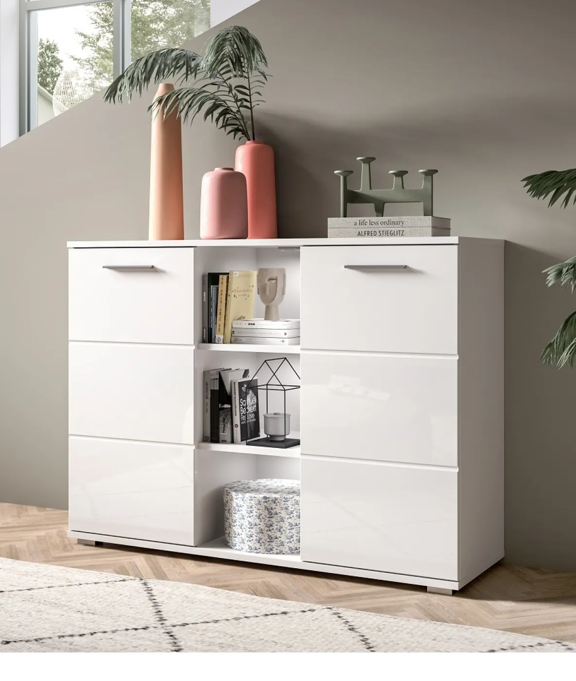 Kommode Prego 1 | weiß Hochglanz ohne Beleuchtung