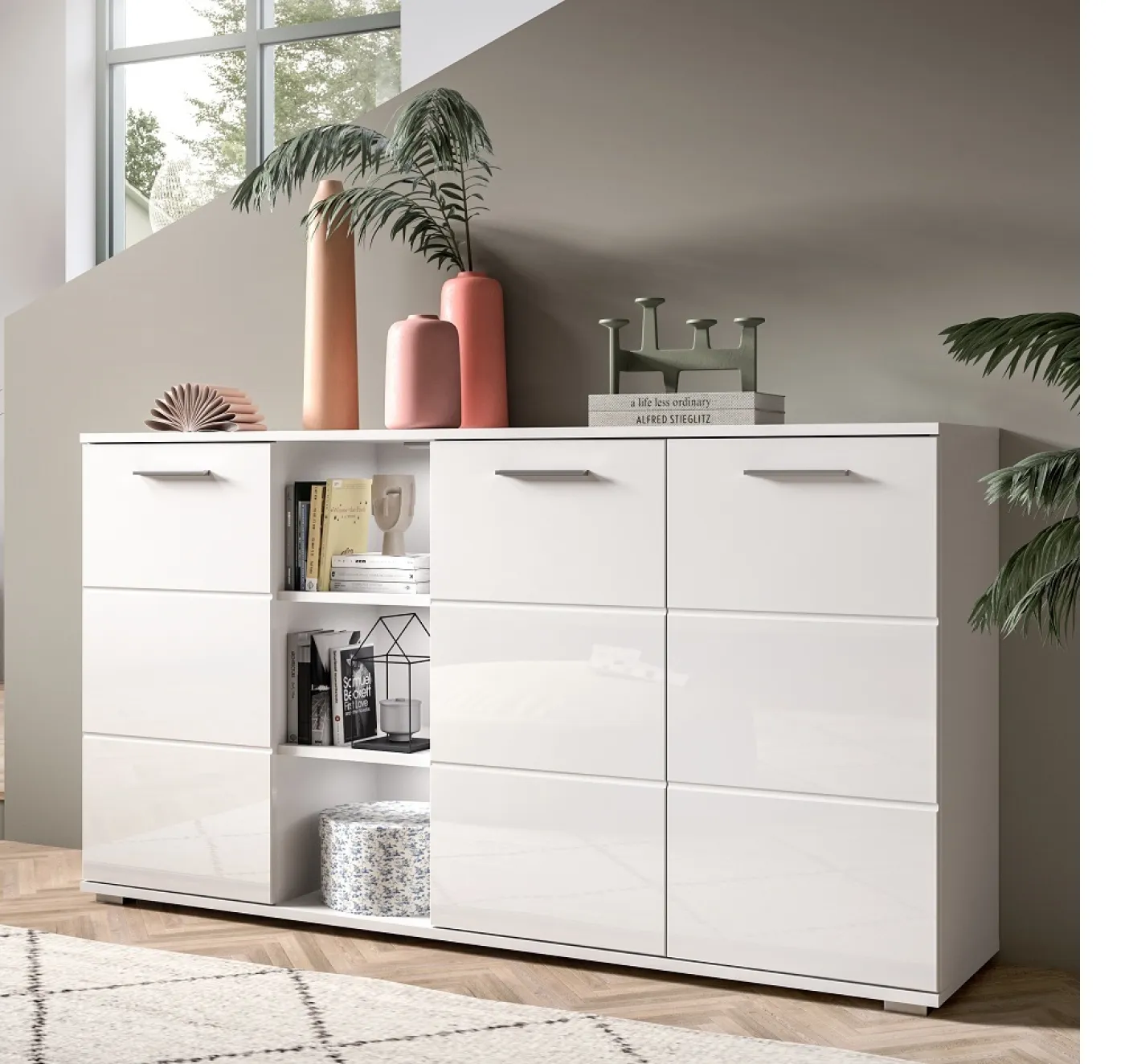 Kommode Prego 2 | weiß Hochglanz ohne Beleuchtung