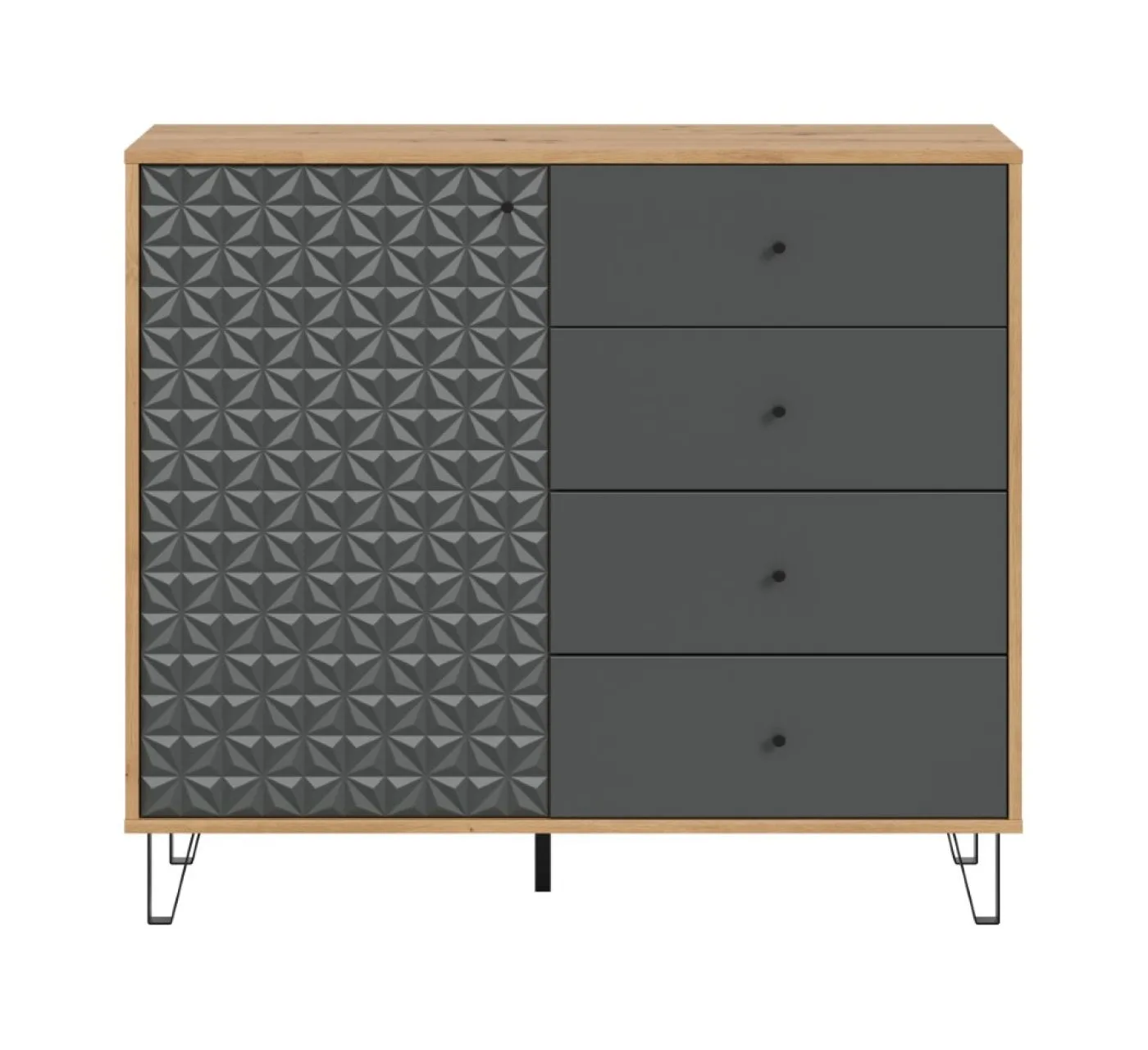 Kommode Prisma 2 | mit 4 Schubkästen | artisan Eiche / anthrazit