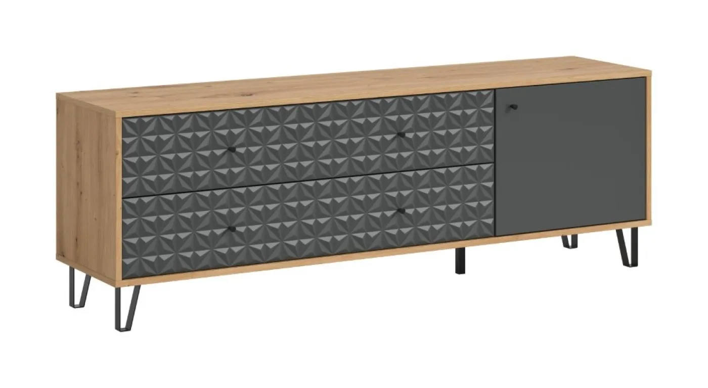 Kommode Prisma 3 | mit 2 Schubkästen | artisan Eiche / anthrazit