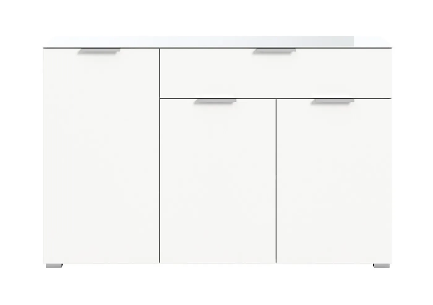 Kommode Ray | 3-türig | mit Glasabsetzung | weiß