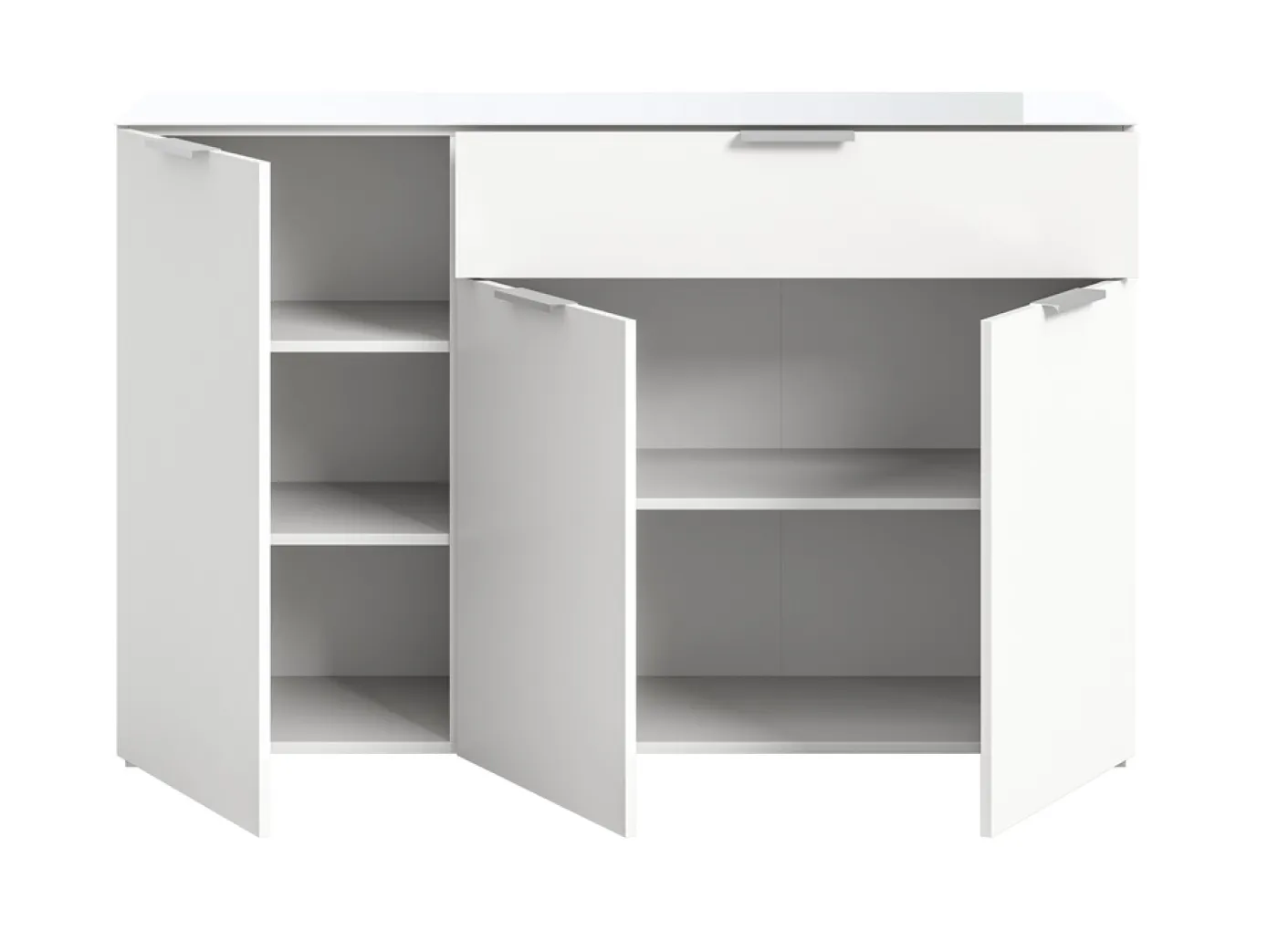 Kommode Ray | 3-türig | mit Glasabsetzung | weiß