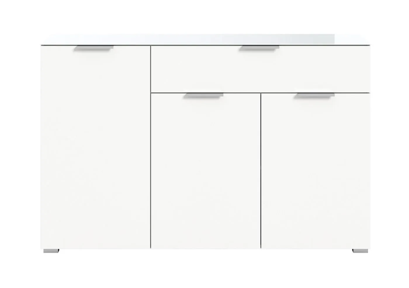 Kommode Ray | 3-türig | mit Glasabsetzung | weiß