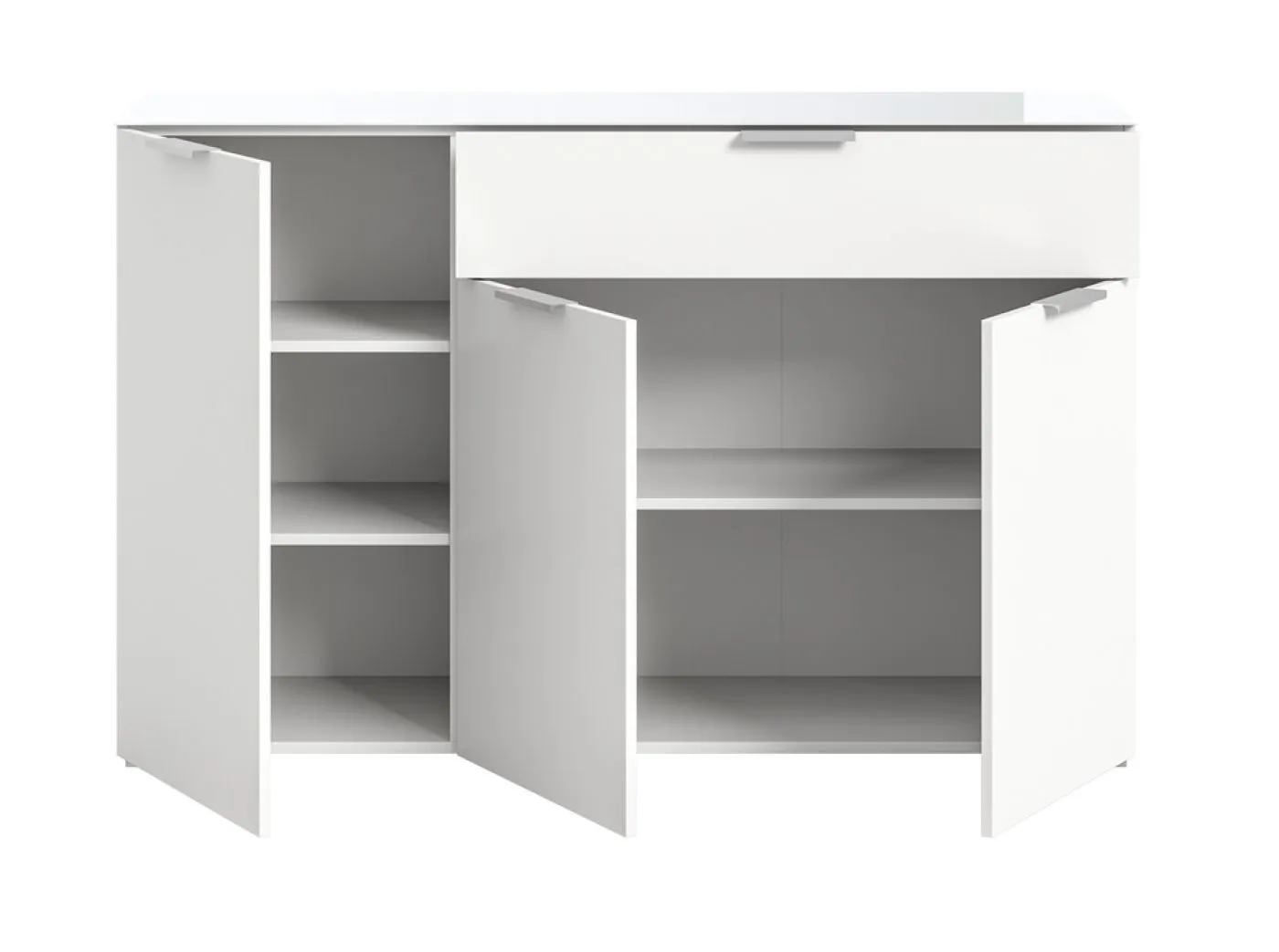 Kommode Ray | 3-türig | mit Glasabsetzung | weiß