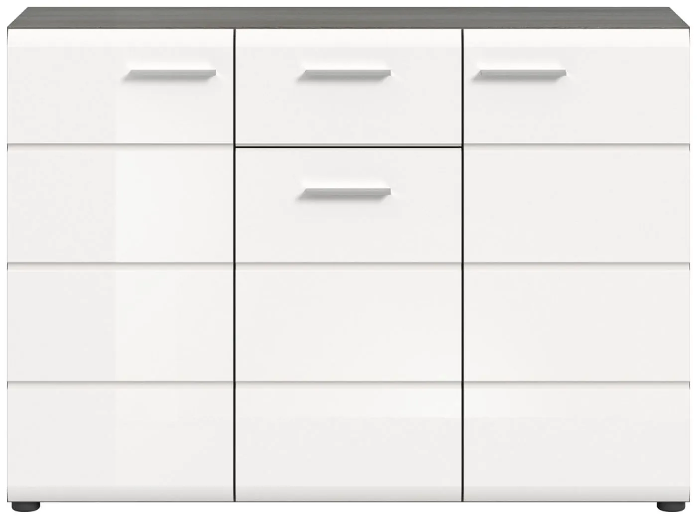 Kommode Salsa 2 | weiß Hochglanz / rauchsilber