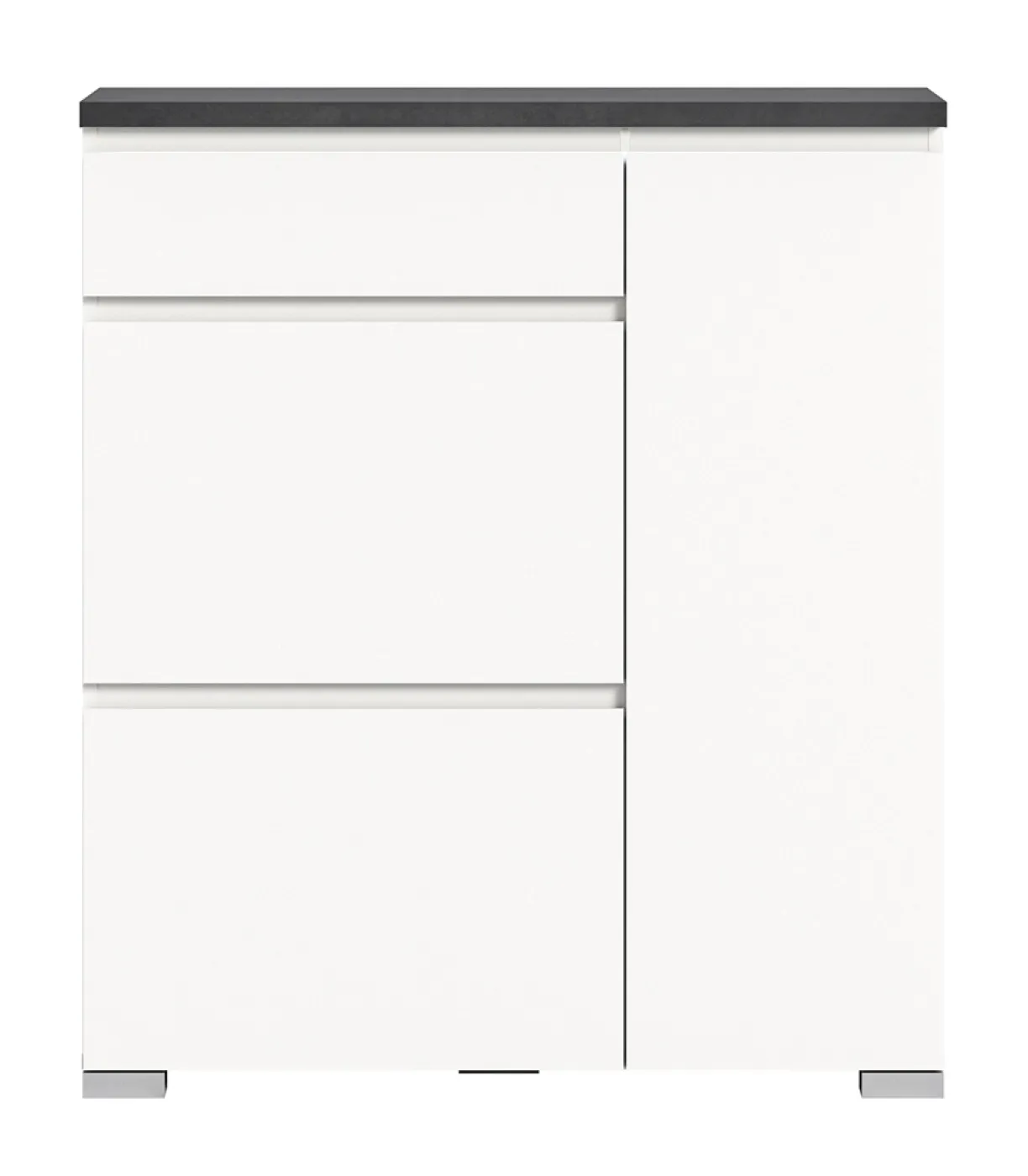 Kommode Schuhschrank Shoelove mit Schubkasten | weiß / Industrial grau | ohne Beleuchtung 95 cm x 109 cm x 27 cm