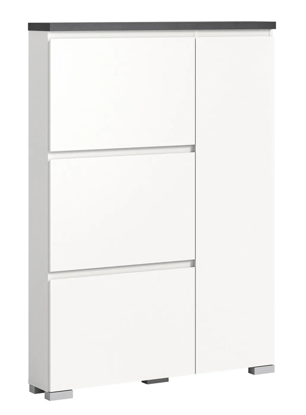 Kommode Schuhschrank Shoelove mit Schubkasten | weiß / Industrial grau | ohne Beleuchtung 95 cm x 130 cm x 18 cm