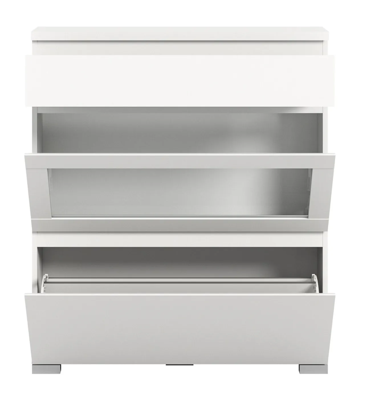 Kommode Schuhschrank Shoelove mit Schubkasten | weiß mit 3er Set LED Unterbauspot