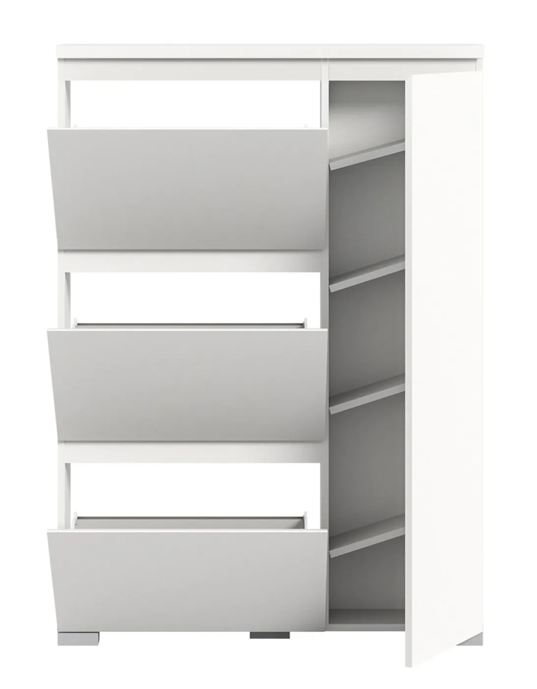 Kommode Schuhschrank Shoelove mit Schubkasten | weiß | mit Beleuchtung 95 cm x 130 cm x 18 cm