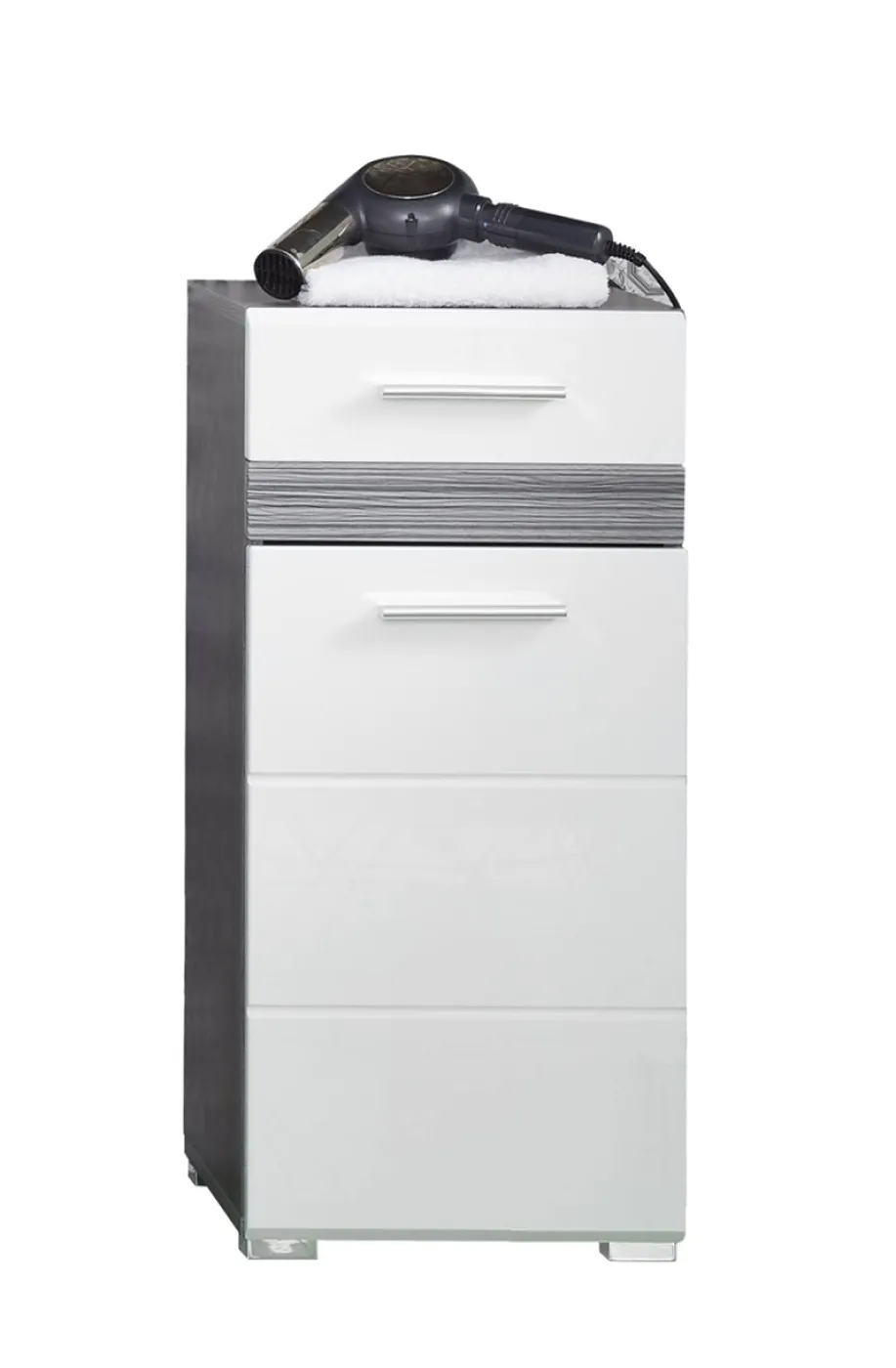 Kommode Set-One | weiß Hochglanz / Sardegna Rauchsilber