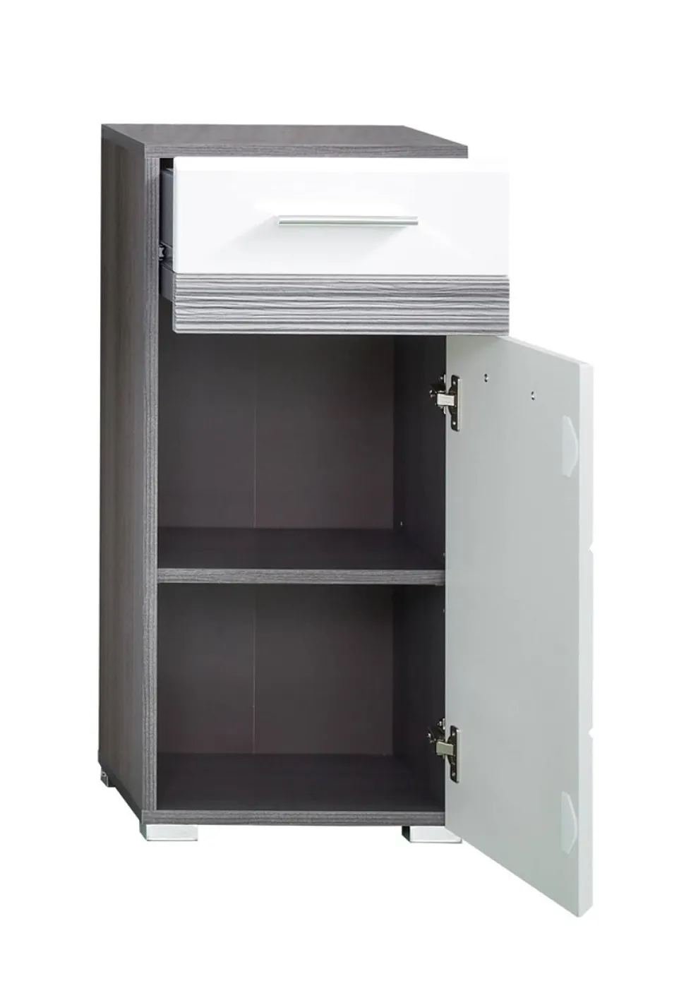 Kommode Set-One | weiß Hochglanz / Sardegna Rauchsilber