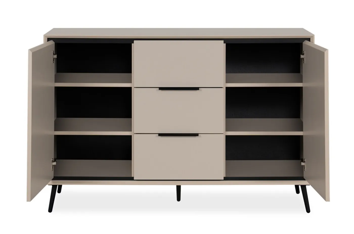 Kommode Sideboard Arona mit Schubkästen | sand / schwarz
