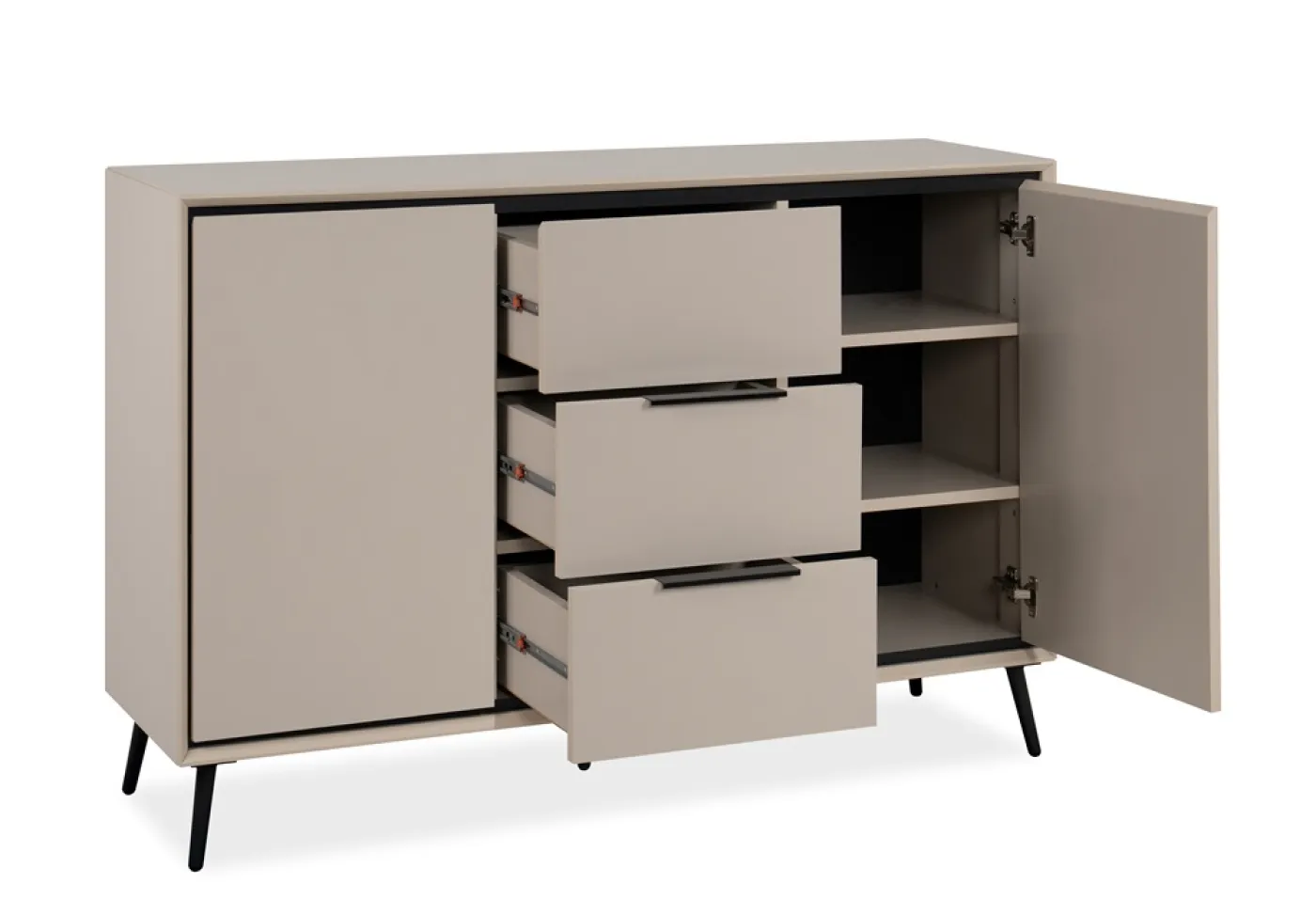 Kommode Sideboard Arona mit Schubkästen | sand / schwarz