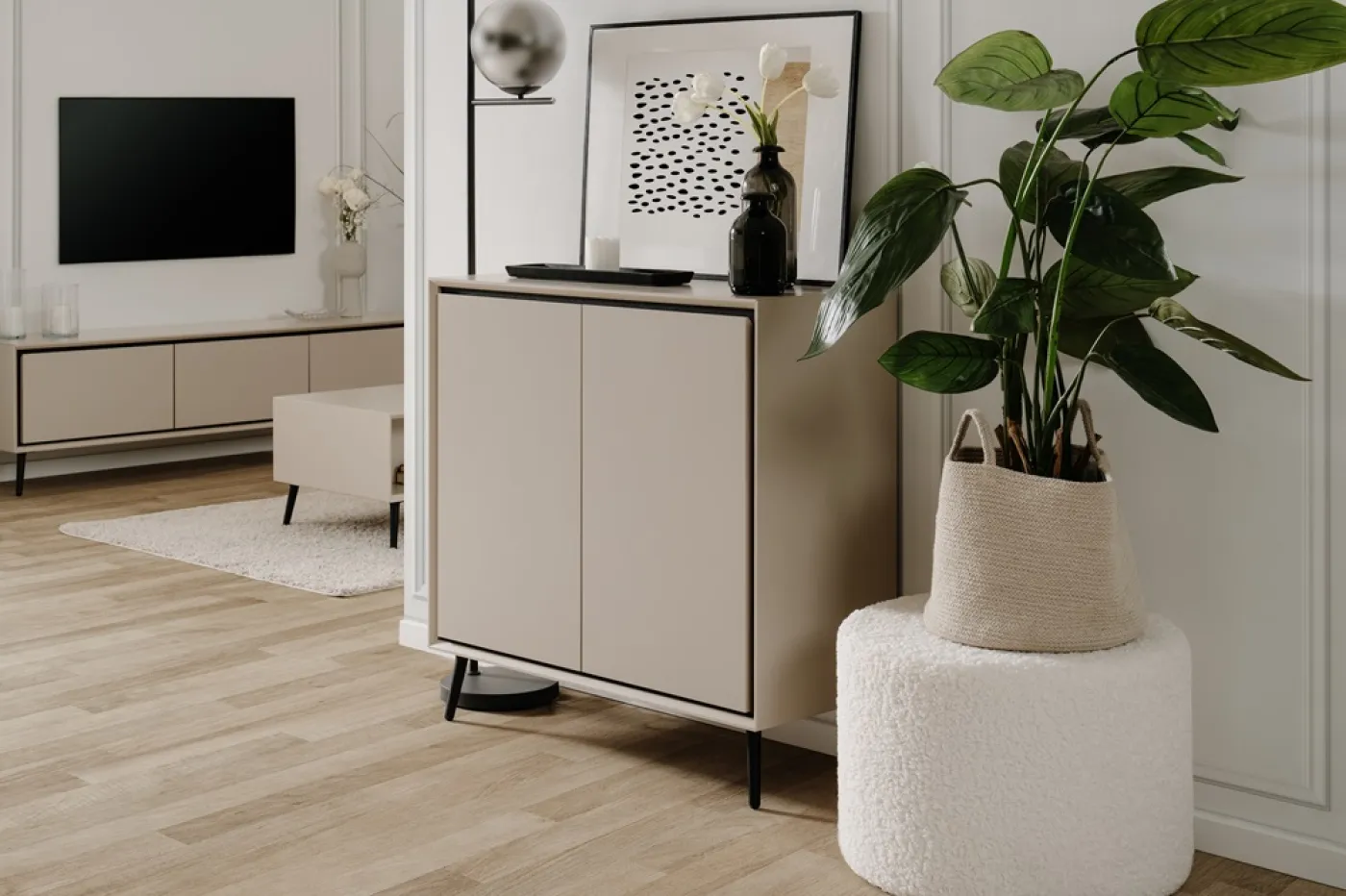 Kommode Sideboard Arona | sand / schwarz