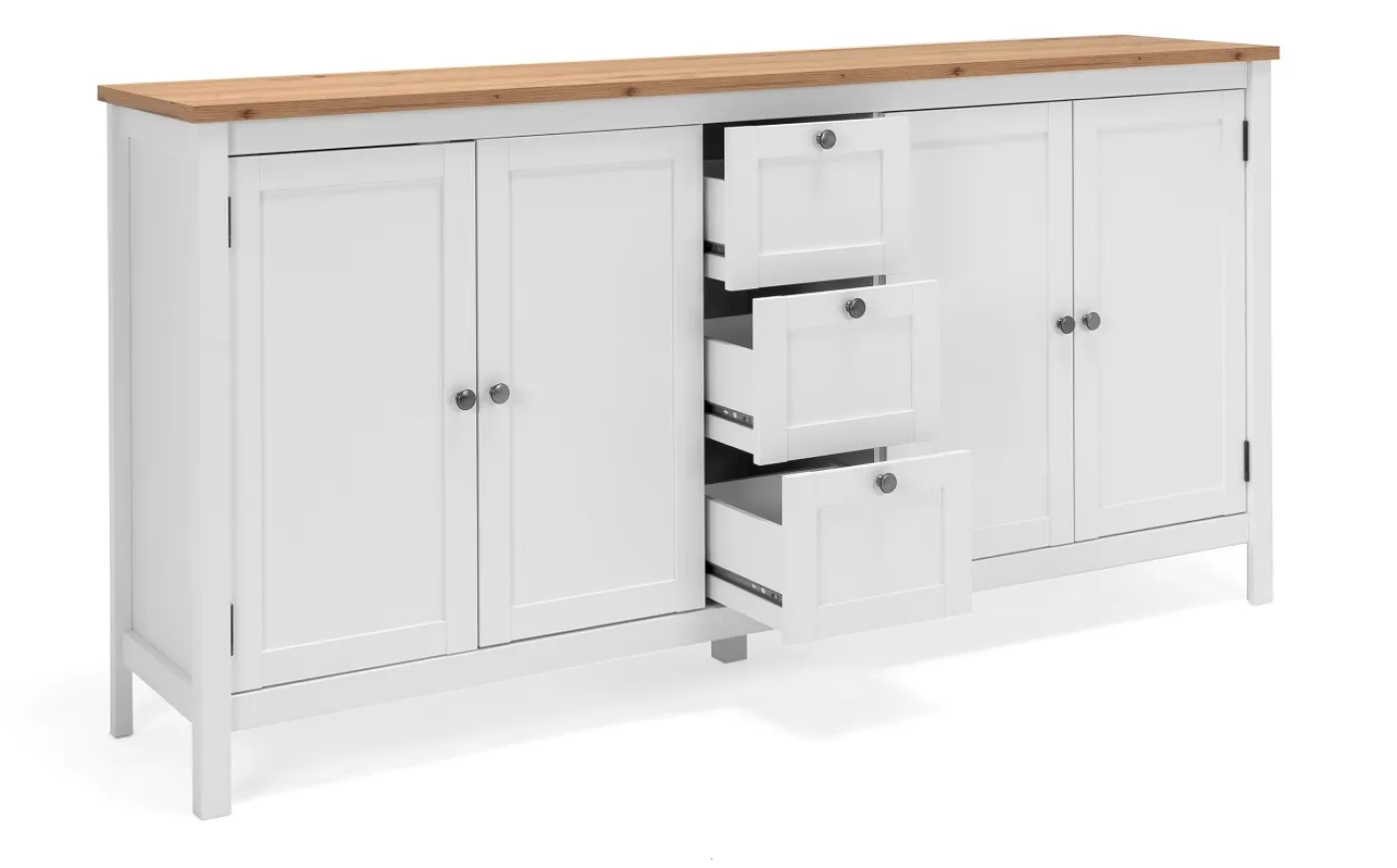 Kommode Sideboard Bergen 2 | Landhausstil | weiß / Eiche Artisan