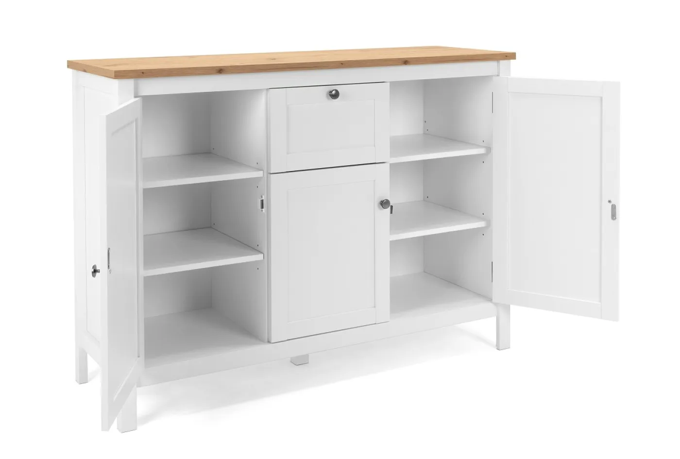 Kommode Sideboard Bergen 3 | Landhausstil | weiß / Eiche Artisan